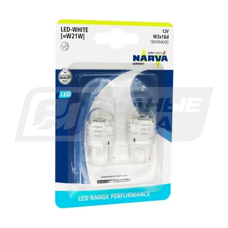 NARVA Range Performance LED W21W 12V 2.8W W3x16d, набор 2шт 18099